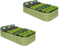 2-Pack Galvanized Raised Garden Bed 8x4x1.5 | 10x2x1.5 ft, 18" Tall Metal Planter Boxes Outdoor for Vegetable Herbs, Modular Raised Flower Bed for Gardening with Zn-Al-Mg Coated - Moss Green