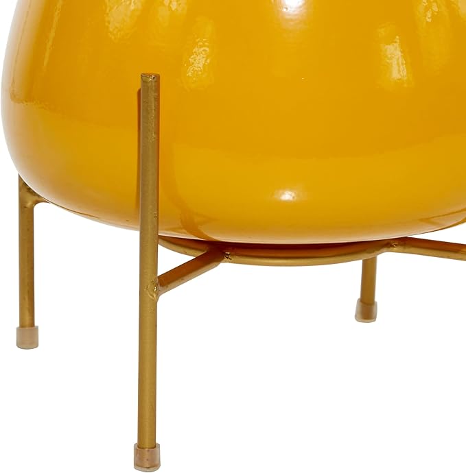 Deco 79 Metal Indoor Outdoor Planter Small Planter Pot with Removable Stand, Set of 2 Planters 8", 10"H, Yellow