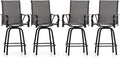 PHI VILLA Outdoor Swivel Bar Stools Set of 4, High Top Patio Bar Stools & Chairs with Armrest & Textilene Fabric for Outside, Grey