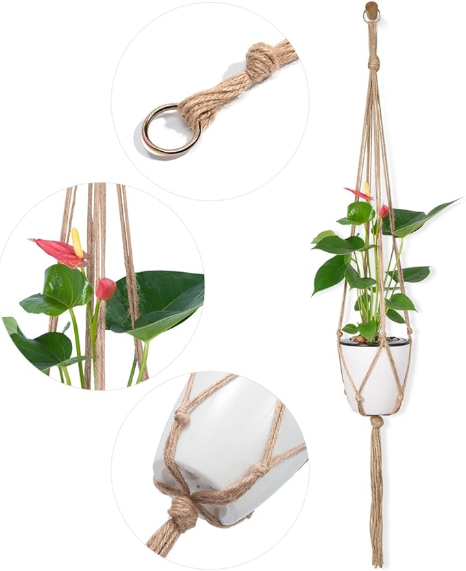 Petutu Plant Hangers Indoor Macrame Hanging Planter Holder 6 Pack, 3 Sizes