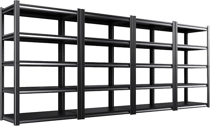 Set of 4 71"H-35"W Garage Shelving-2050LBS 5 Tier Storage Shelves,Adjustable Heavy Duty Metal Shelving Unit and Storage Large Rack,Utility Steel Shelf For Shop Warehouse Industrial Pantry 71"x35"x16"