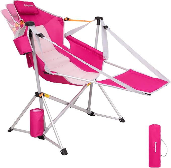 KingCamp Hammock Chair with Footrest – Heavy Duty Swinging Rocking Camping Chairs for Adults up to 400lbs, Folding Portable Oversized Rocker with Cup Holder & Pillow for Outdoor Beach Lawn RV Sports