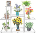 MTB Garden 3 Tier 8 Potted Metal Large Plant Stand for Indoor Outdoor Flower Pot Display Planter Shelf, White
