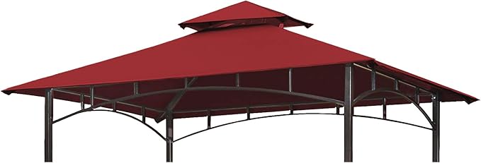 Eurmax USA High Performance Grill Gazebo Canopy Replacement Cover 5x8 BBQ Gazebo Shelter Top（Burgundy）