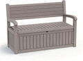 EasyUp 80 Gallon Wood Grain Style Outdoor Storage Bench, Waterproof and Lockable Deck Box Outdoor Storage Furniture for Patio,Garden,and Porch – Perfect for Storing Garden Tools and Cushions(Gray)