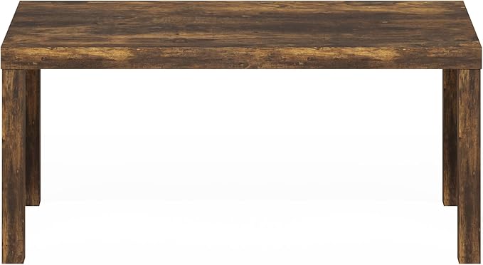 Furinno Classic Coffee Table, Modern Rectangle Coffee Table with 1.8" Triple Thick Tabletop, Side Table, Toolless Assembly, for Living Room, Home Office, Amber Pine