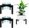 2 Pcs Heavy Duty Adjustable Metal Plant Stand for 10"-16" Plant Pot – Indoor & Outdoor (Black 2 Pack)