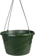 The HC Companies Euro Hanging Basket Planter Decorative 12-Inch Large Plastic Hanging Basket w/Swirl Design for Outdoor Plants | Green