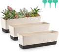 Skelang 3 Pcs Rectangular Plant Pot, 16.7" Flower Planter Box, Windowsill Container for Succulent, Herbs, Vegetable