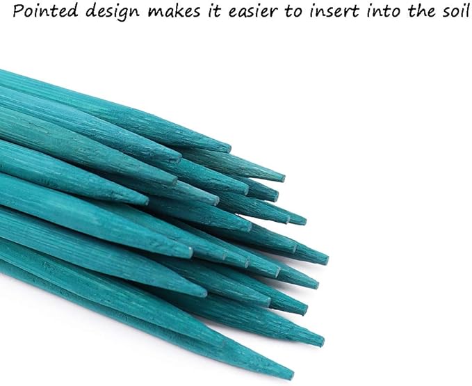 Garden Wood Plant Stakes Green Bamboo Sticks,HAINANSTRY Sturdy Floral Plant Support Stakes Wooden,Wooden Sign Posting Garden Sticks(25 Pack 12 Inches)