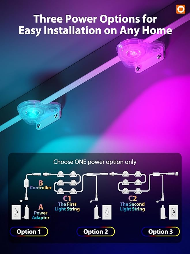 addlon Permanent Outdoor Lights, Smart RGB+IC LED Lights for House & Outdoor Decor, App & Remote Control, Scene Modes, IP67 Waterproof for Christmas, Holiday, Valentine's Day Decorations, 200FT