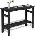 SERWALL 41" Outdoor Bar Table with 1.6" Umbrella Hole, HDPE Patio Bar Counter Height Table, All-Weather Rectangle Bar Table for Backyard, Garden, Poolside, Balcony - Black