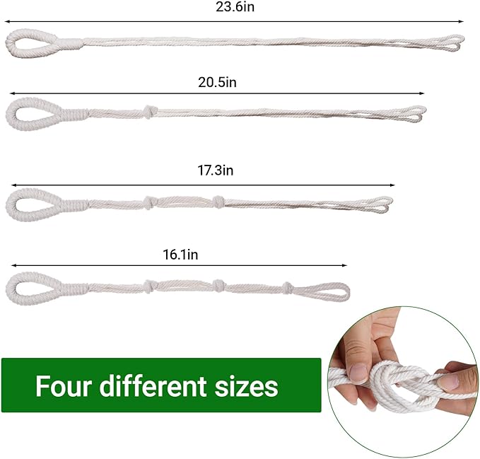 SUMERSHA 6 Pack Adjustable Macrame Plant Hanger Extenders Rope Handmade Woven Hanging Plant Basket Extension for Indoor Outdoor Plant Pot Holder (Style 2, 6)