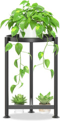 iDavosic.ly 1 Tier Corner Plant Stand Indoor, 16 Inch Tall Vertical Metal Flower Heavy Duty Pot Holder Shelf Outdoor for Patio Porch Living Room, Modern Black