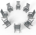 Oversized Rocking Chair Set of 8, Outdoor Rocking Chair for Adults, All Weather Resistant Porch Rocker for Lawn Garden, Grey