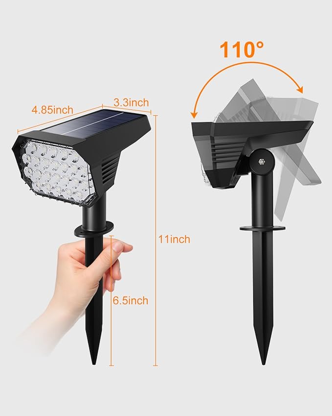 6 Pack Color Changing Solar Powered Outdoor Spot Lights Outside Landscape Waterproof 24 LED Spotlights Dusk to Dawn for Christmas Decorations,Tree, Snowman, Elk Statues, 8 Colorful for Accent Lighting