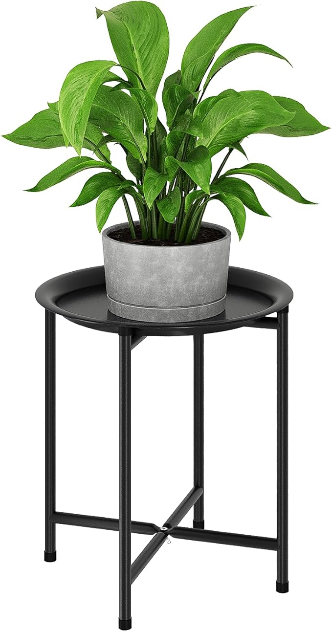Bamworld Plant Stand Indoor Tall Plant Table for Large Plants Outdoor Plant Stool Metal Plant Holder for Patio Garden Balcony Living Room Black