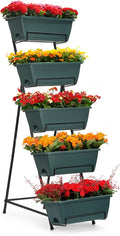 YBING Vertical Raised Garden Bed 5 Tier Herb Garden Planter 48.2 Inches Tall Tiered Planter Box for Outdoor Plants Home Gardening Green