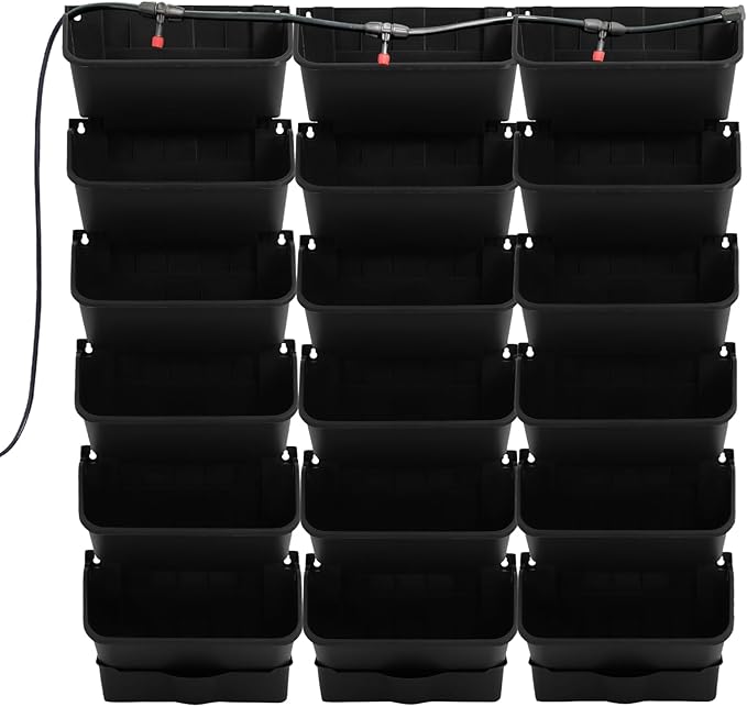 18 Pots Self-Watering Vertical Garden Planter Wall Mounted,with Smart Automatic Watering System, Digital Timer,Space Saving Wall Planter for Herbs Vegetables Fruits Flowers (Black)