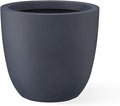 Kante 14 Inch Dia Round Concrete Planter, Indoor Outdoor Large Plant Pot with Drainage Hole and Rubber Plug for Home Patio Garden, Charcoal