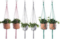 ELANE 6PCS Macrame Plant Hanger Indoor Hanging Planter Basket Decorative Tassels Flower Pot Holder for Indoor Outdoor Home Decor(Pink,Grey,Green)