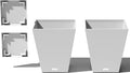 Veradek Nobleton Indoor/Outdoor Wide Square Planter (White, 18 inch - 2 Pack with 2 Saucer Trays)