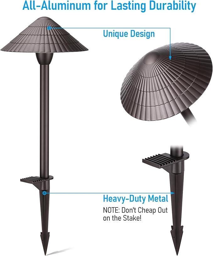 LEONLITE 12-Pack 5CCT LED Low Voltage Landscape Lights, 3W Cast-Aluminum 12-24V Pathway Lights, 1800K-5000K IP65 Path Lights, ETL Listed Landscape Lighting Wired for Yard Lawn, Oil Rubbed Bronze