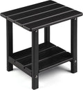 Adirondack Outdoor Side Table, 2-Tier Sturdy Patio End Table Weather Resistant, 16.5" Solid Side Table for Patio, Pool, Porch