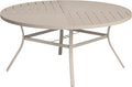 VICLLAX Round Patio Table with Adjustable Umbrella Hole for 8, All Weather Metal Outdoor Dining Table for Lawn Garden, 59.8" Outdoor Coffee Table, Cream Color Frame