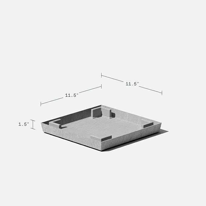 Veradek Nobleton Indoor/Outdoor Wide Square Planter (Light Grey, 22 inch - 2 Pack with 2 Saucer Trays)
