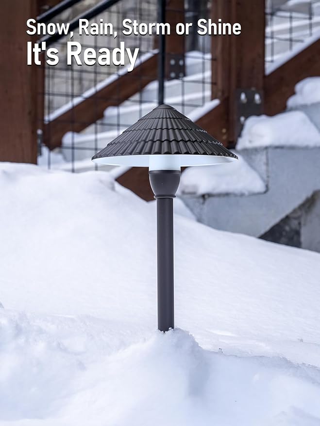 LEONLITE Low Voltage Landscape Lights, 3W 12V Pathway Lighting Wired, IP65 Waterproof Light for Yard Lawn, ETL Listed, Bronze Aluminum Housing, 5000K Daylight, Pack of 4