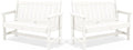 SERWALL Outdoor Bench, HDPE Outdoor Benches Weatherproof, 2-Person Garden Bench with 660 lbs Weight Capacity, Patio Benches for Outdoors, Garden, Porch, Backyard and Park, White, 2 Pack