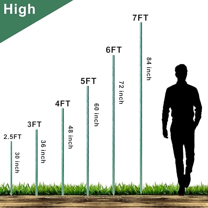 WAENLIR Garden Stakes 57 inch 4.8ft Sturdy Tomato Stakes, Plant Stakes for Outdoor Plants, Plant Support Sticks for Gardening, Pack of 30