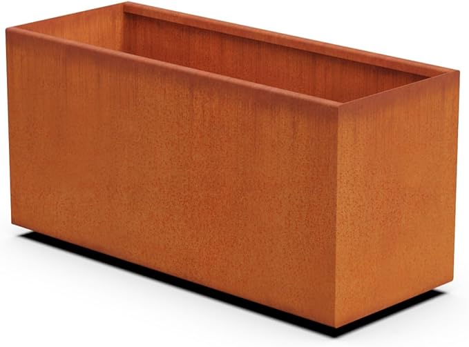 Plantercraft Large Rectangular Planters for Outdoor Plants - 40x16x20 Inch Corten Steel Planter Box | Extra Large Outdoor Planters for Patio & Garden | Heavy Duty Metal Planter, Fully Assembled