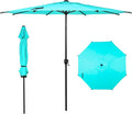 Abba Patio 9FT Lyon Outdoor Patio Umbrella Outdoor Table Umbrella with Push Button Tilt and Crank Market Umbrella 8 Sturdy Ribs UV Protection Waterproof for Garden Deck Backyard Pool, Turquoise