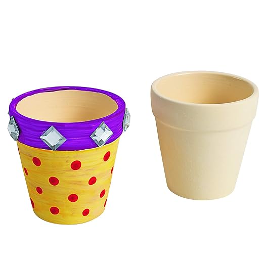 Ceramic Flowerpots, Set of 12, Kids Crafts, Crafts for Children, Flowers & Herb Garden for Kids, Ideal Mothers Day or Fathers Day Gift, Birthday or Holiday, Personalize & Individually Decorate