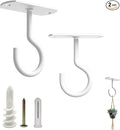 NACETURE Ceiling Hooks Heavy Duty 2 Pack - Plant Hooks for Ceiling Hanging Hook for Hanging Basket Hook, Light, Bird Feeders, Wind Chimes Décor Indoor & Outdoor (White, 2.5 Inch 2 Pack)