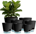 GARDIFE 2026 Upgraded Self Watering Plant Pots with Drainage Hole, 8/7/6.5/6/5.5/5/4 Inch Flower Planting Containers for House Plants, African Violet, Flowers, Cactus (Black, 8+7+6.5+6+5.5+5+4 inch)