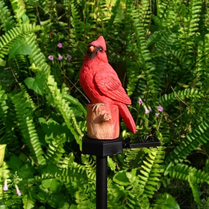 Cardinal Garden Decor Red Bird Figurine Memorial Solar Light Outdoor Stake Patio Yard Art Lawn Ornament Porch Christmas Decorations Outside Statue Gift for Mom Grandma Women Mother