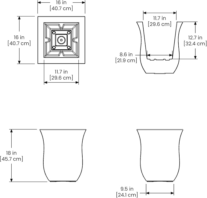 Mayne 5873-W Polyethylene Planter, White 16x16