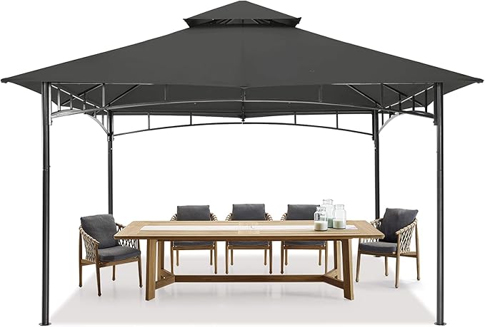 MASTERCANOPY Outdoor Garden Gazebo for Patios with Stable Steel Frame (11x11, Dark Gray)