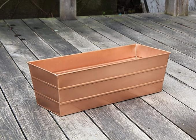 Achla Designs C-20C Copper Plated Flower Box, Medium Window Flowerbox Planter