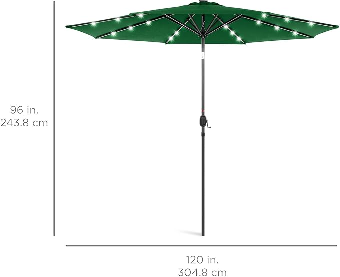 Best Choice Products 10ft Solar Polyester LED Lighted Patio Umbrella w/Tilt Adjustment and UV-Resistant Fabric