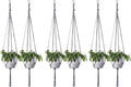 ELANE 6PCS Macrame Plant Hanger Indoor Hanging Planter Basket Decorative Tassels Flower Pot Holder for Indoor Outdoor Home Decor(6Pcs Grey)