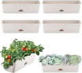 6 Pack Rectangle Planter 16x4.4 Inch Window Boxes Planters Rectangular Large Window Sill Planters Indoor Self Watering Plant Pots with Drainage Holes and Saucers Succulent Herb Flower Pots, Light Grey
