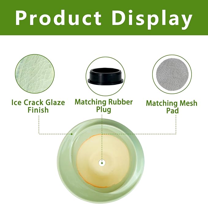 Ceramic Bonsai Pots - Large Succulent Planter 13 Inch Plant Pot Indoor Succulent Pot with Drainage Hole Outdoor Planter Bonsai Tree Pot for House Home Garden Office Decor Green
