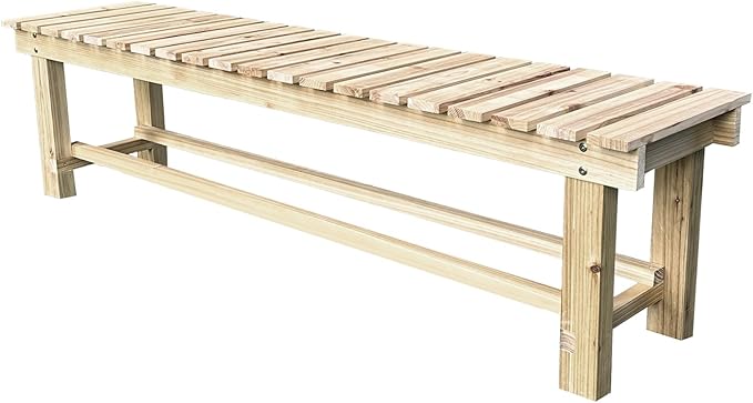 Outdoor Garden Bench, 3-Person Wood Patio Bench Weatherproof Outdoor Backless Bench, Anti-Corrosion and Anti-Rust Garden Benches for Garden Lawn Porch Park Backyard (Natural,47.25''/120cm)