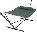 SUNCREAT Standing Hammock with 15 ft Stand, Hammocks for Outside, Gray Green