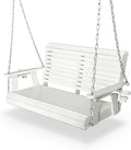 HDPE Porch Swing with 18/8 Stainless Steel Bolts, Ergonomic Design, Ultra Weather-Resistant, Heavy Duty 1200 LBS, for Outdoor Patio Garden Yard (Vanilla White)