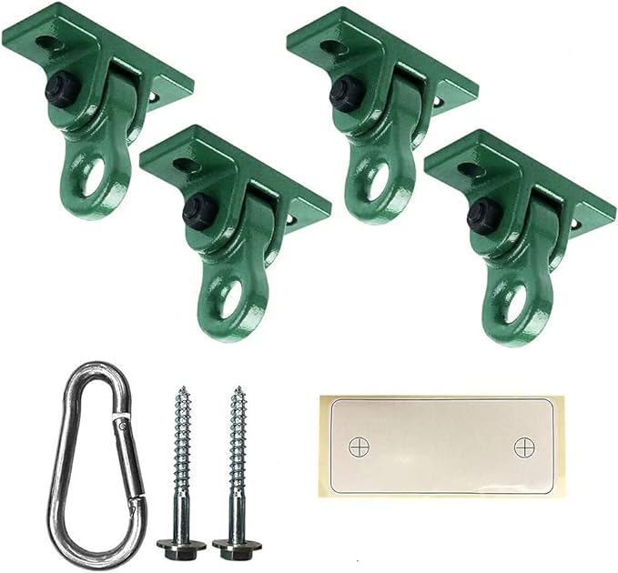 Heavy Duty Green Swing Hangers Screws Bolts Included Over 5000 lb Capacity Playground Porch Yoga Seat Trapeze Wooden Sets Indoor Outdoor (4 Pack)